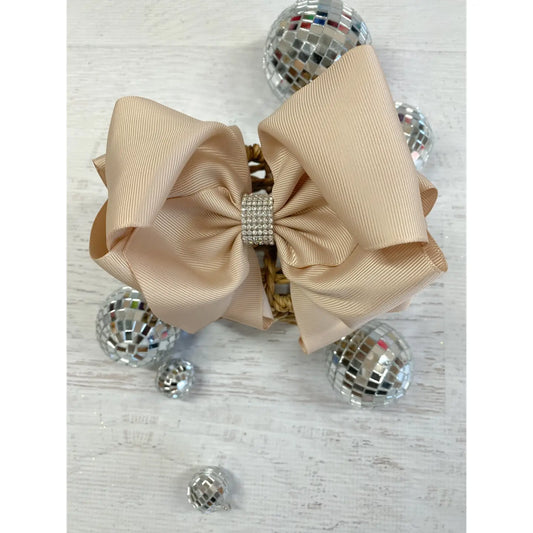 Oatmeal Rhinestone 5.5 Hairbow