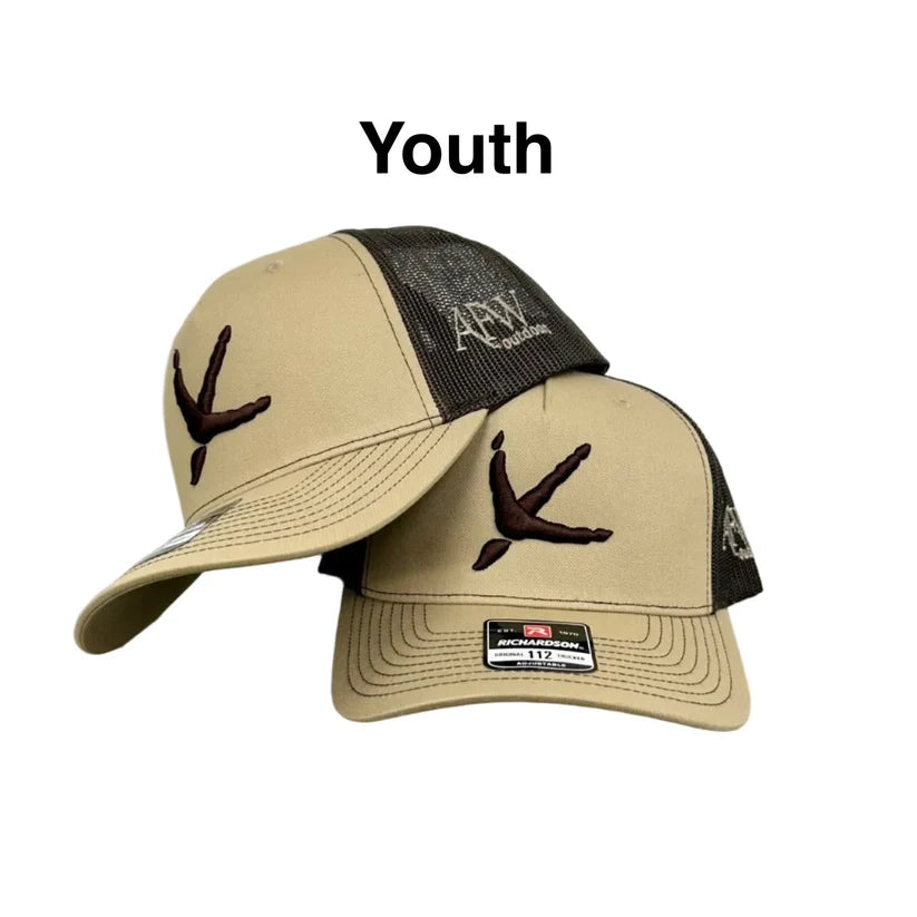 American Flyway Waterfowl Youth 112Y Khaki / Coffee Turkey Tracks Hat
