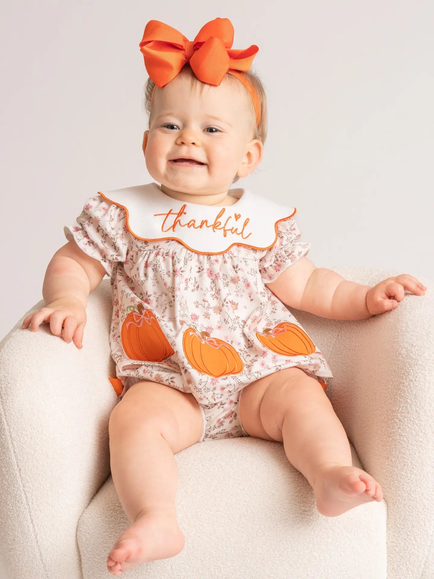 Thankful Pumpkin Embroidered Bloomers Outfit
