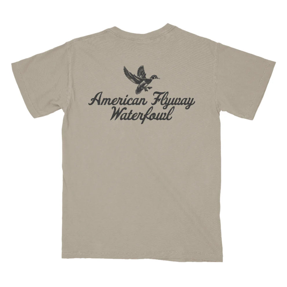 AFW Vintage Wood Duck Logo W/Pocket Khaki Tee