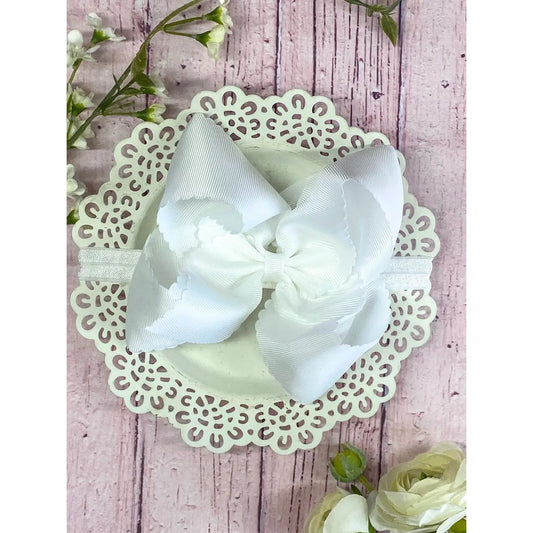 White Oversized Scalloped Headband