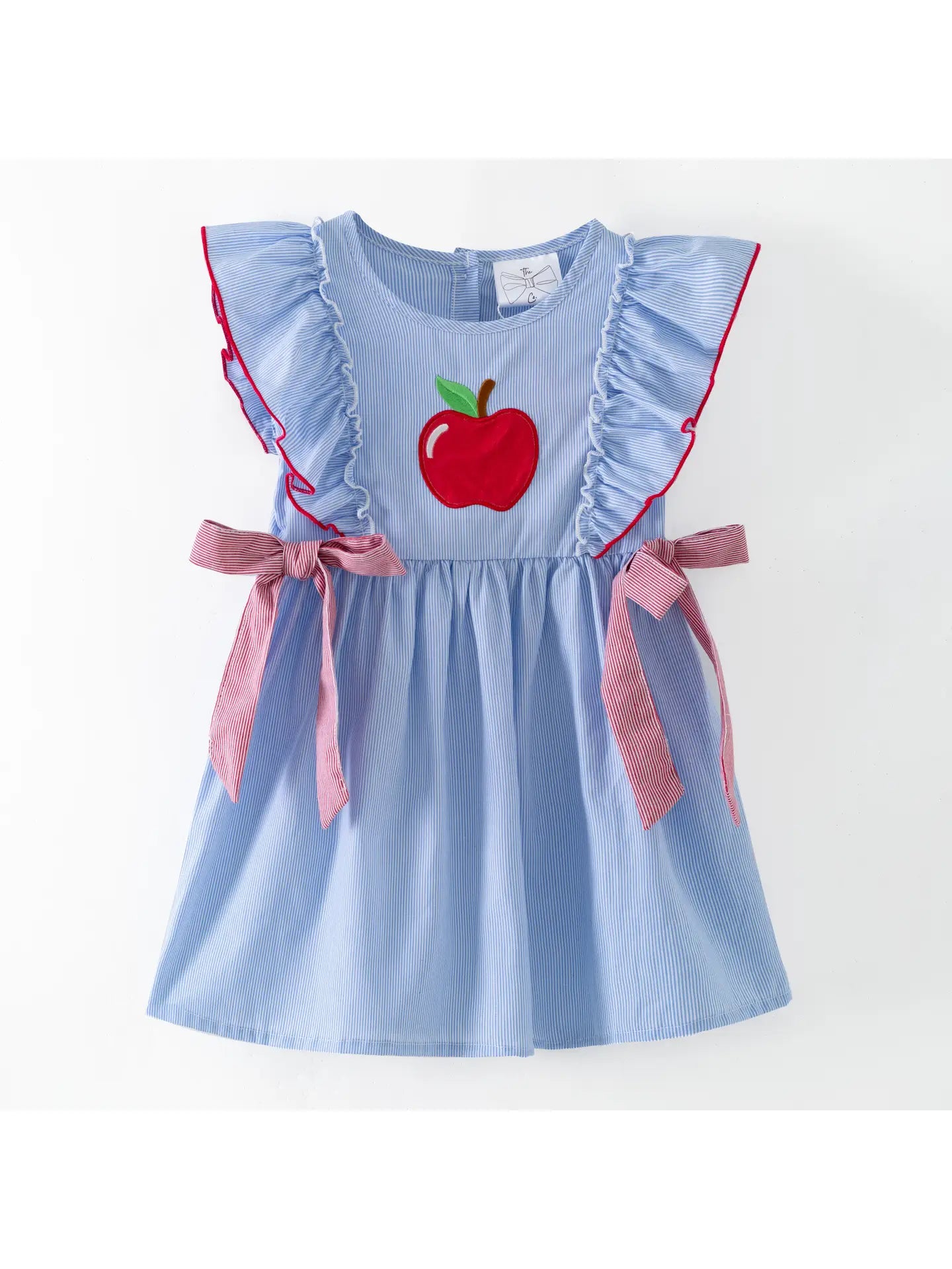 Apple Stripe Tie Applique Dress