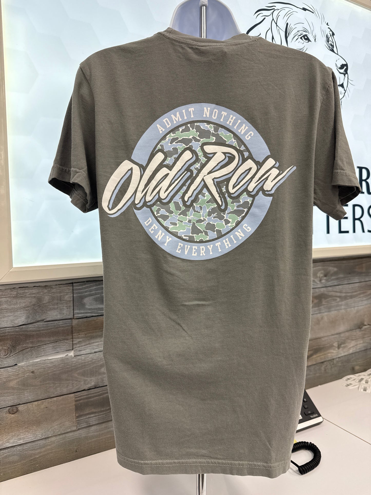 Old Row Camo Circle Logo Pocket Tee Grey