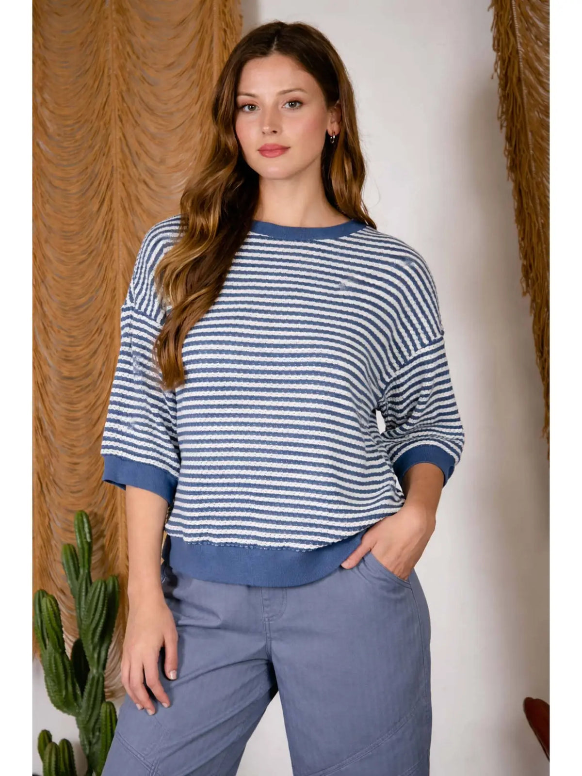 All in w/Stripes & Light Denim Top