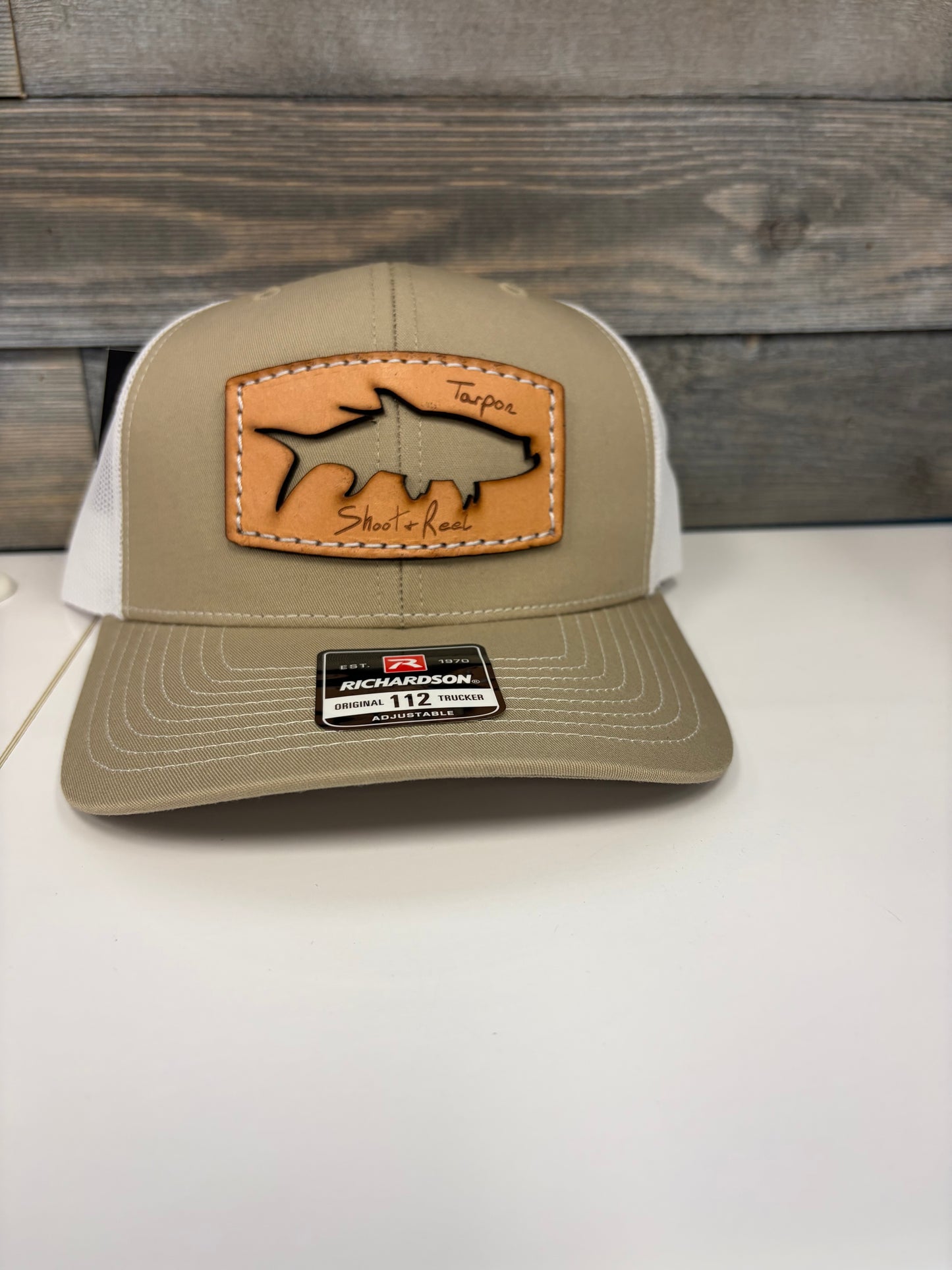 Shoot & Reel Khaki White Tarpon 112 Trucker Hat