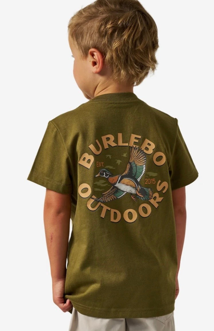 Burlebo Wood Duck Hunter Green Youth Tee