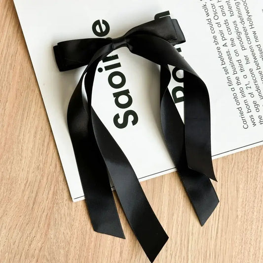 Black Ribbon Bow Hair Clip