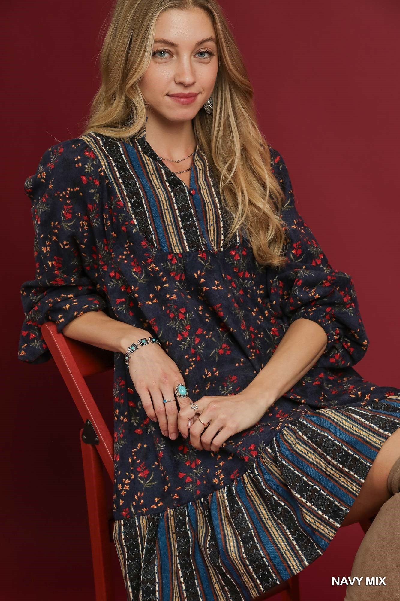 fall dresses to wear with booties Umgee Luxe knit Ruffle Sleeve Drawstring Mini Dress LATTE / XS