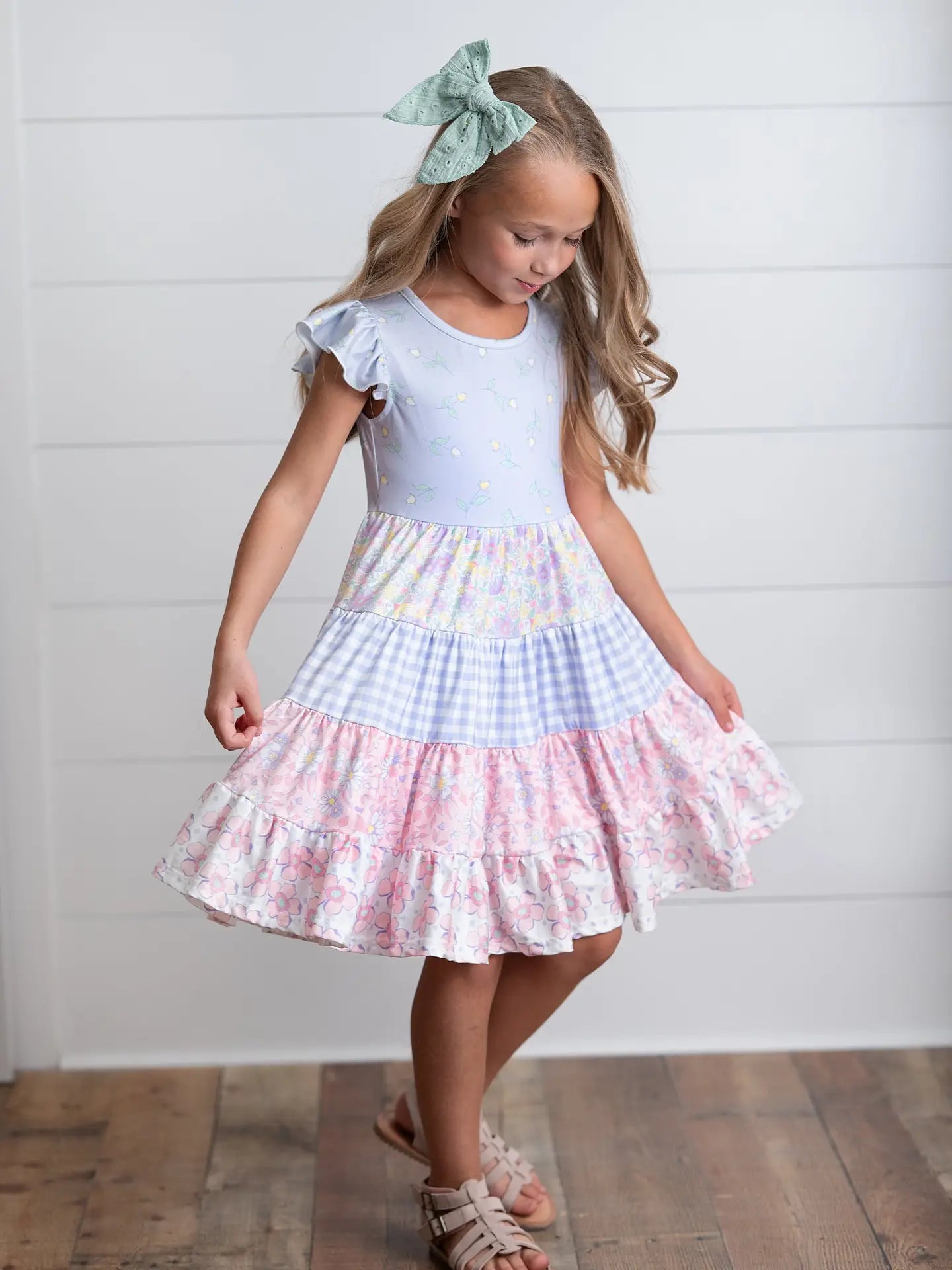 Ava Twirl Lavendar Floral Dress for Girls