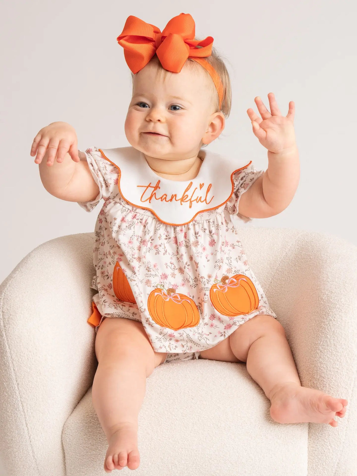Thankful Pumpkin Embroidered Bloomers Outfit