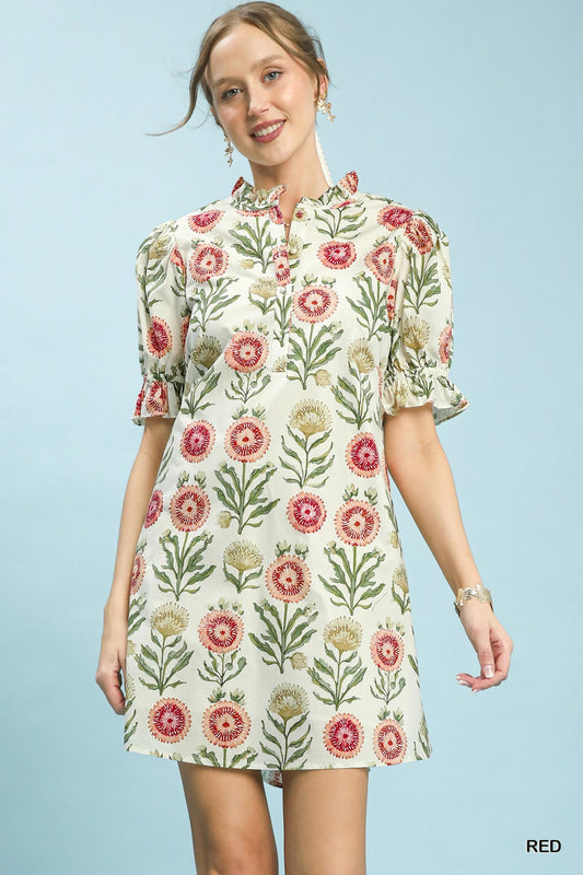 Floral Puff Babydoll Dress by Umgee