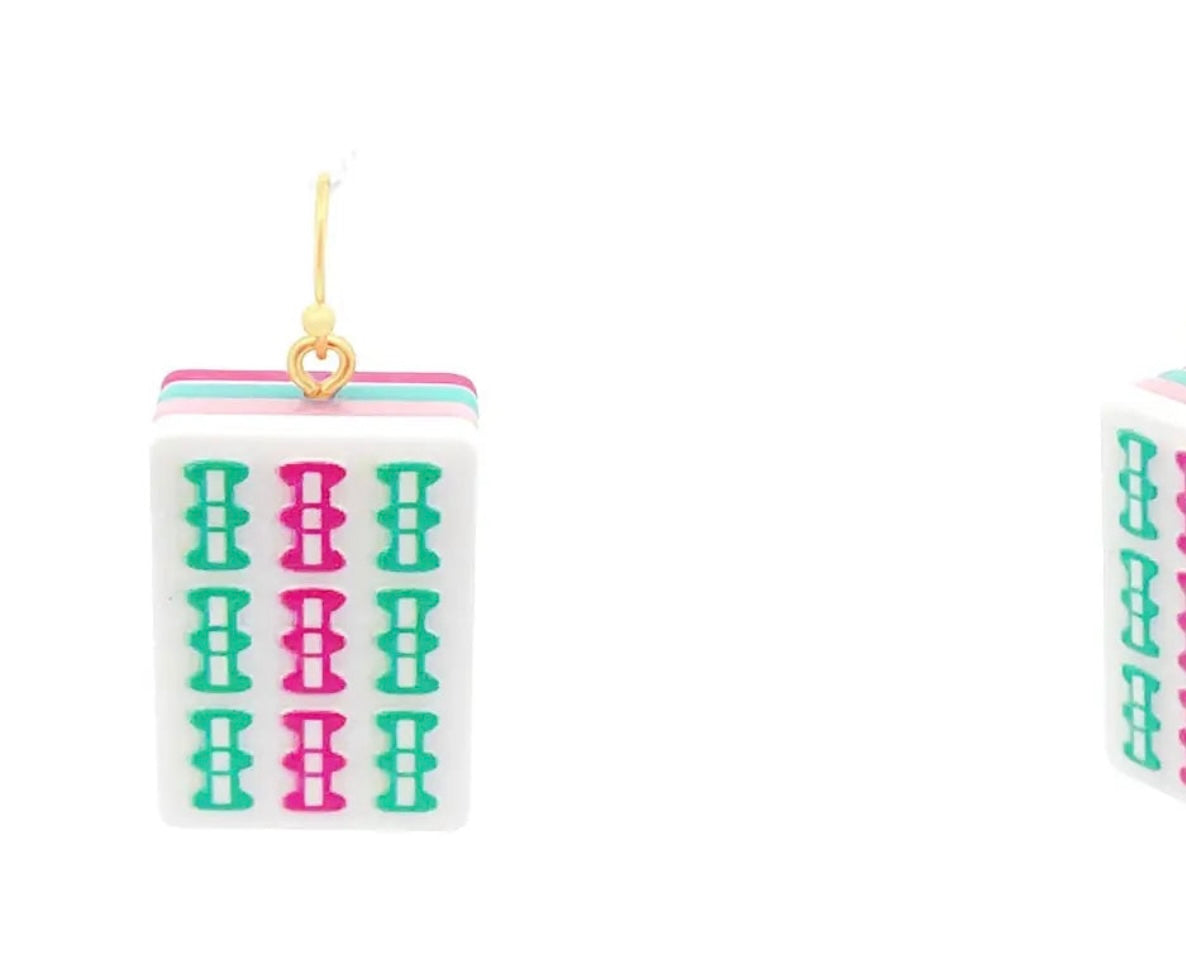 Mahjong Tile Acrylic 1.25 Earrings