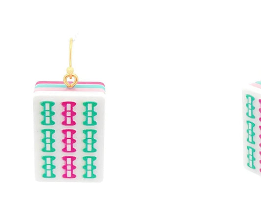 Mahjong Tile Acrylic 1.25 Earrings