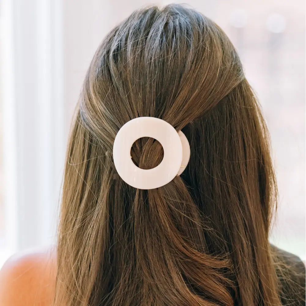 Teleties Almond Beige Medium Flat Circle Hair Clip