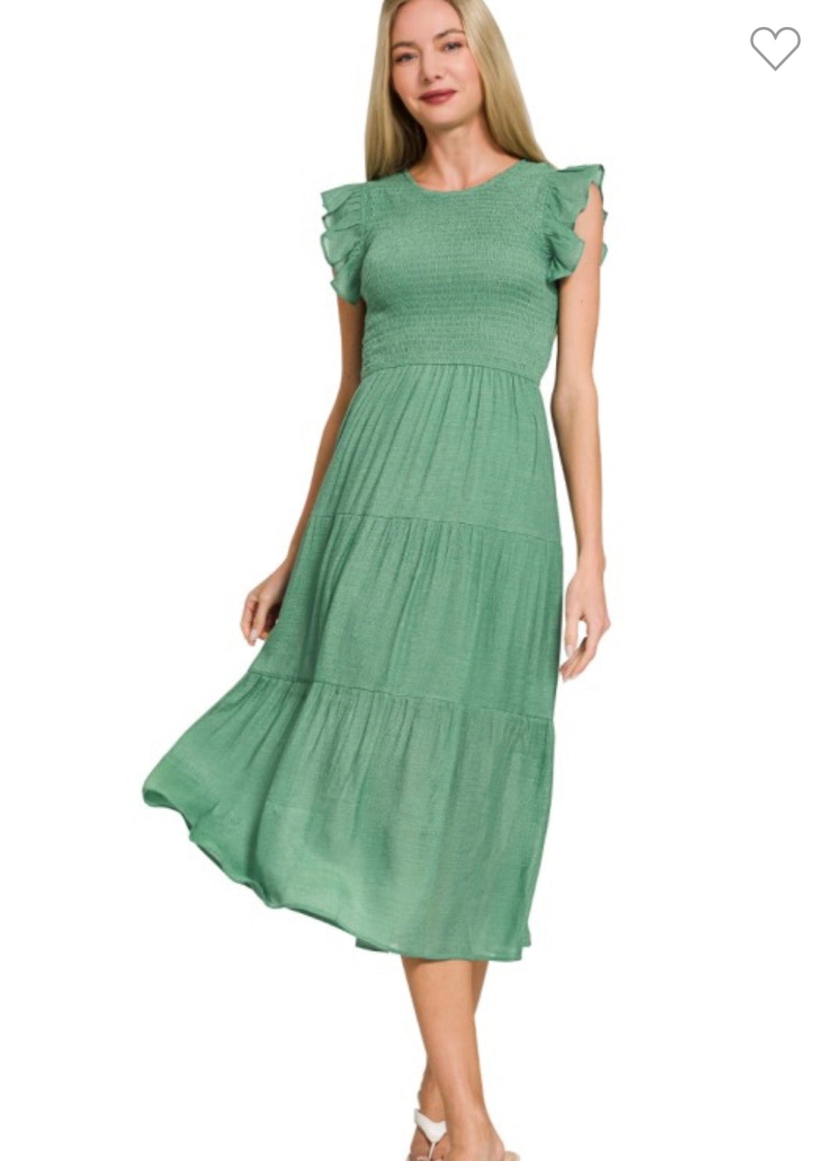 Zenana Green Ruffle Sleeve Dress