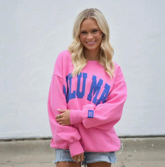 Lulu Mac Hot Pink w/Royal Blue Puff Sweatshirt