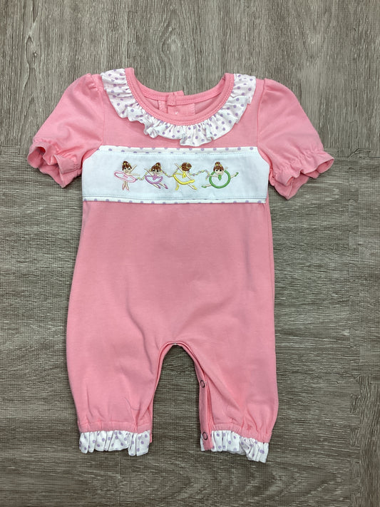 Pink Ballerina Embroidery Romper