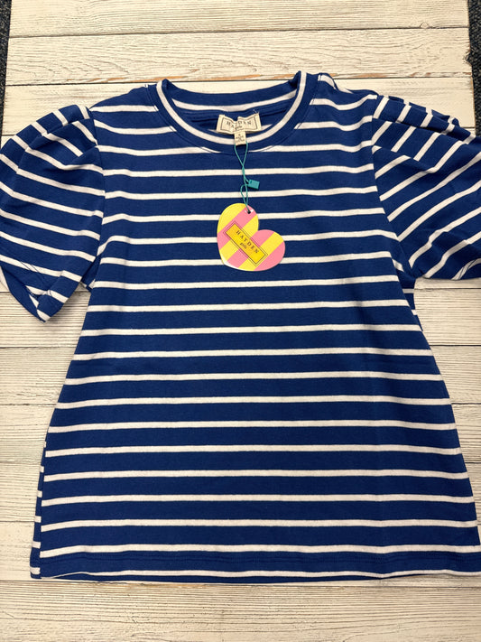 Royal Blue/White Stripe Puff Sleeve Girl's Top