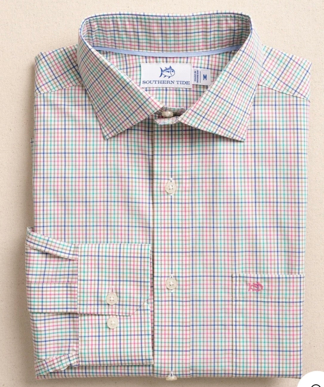 Southern Tide Charleston Plaid Sportshirt Azalea