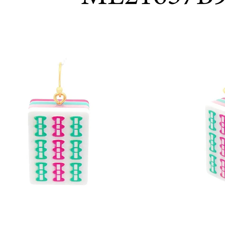 Mahjong Tile Acrylic 1.25 Earrings