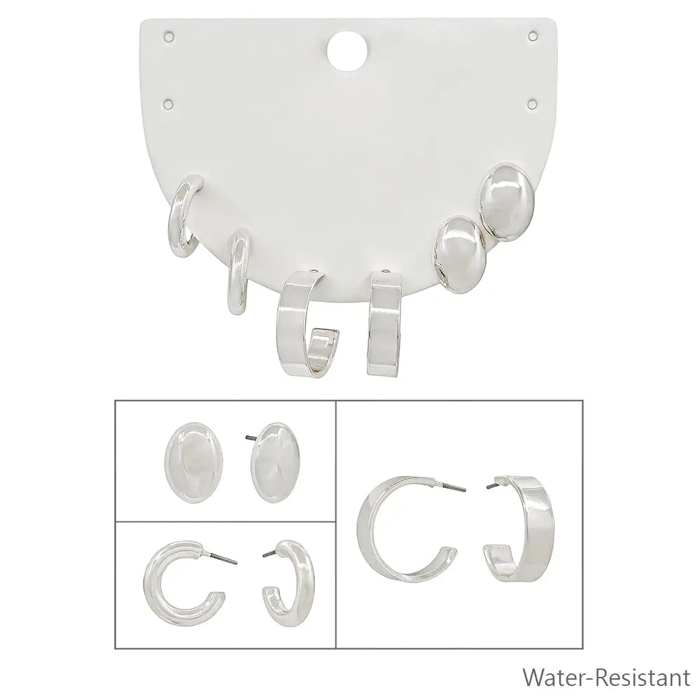 Silver Hoop Earrings 3 pc Set