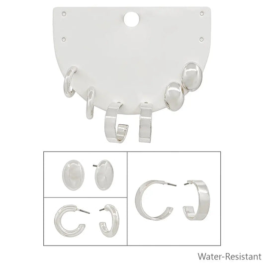 Silver Hoop Earrings 3 pc Set