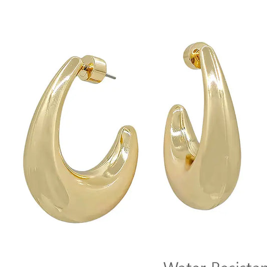 Gold thick Teardrop Earrings
