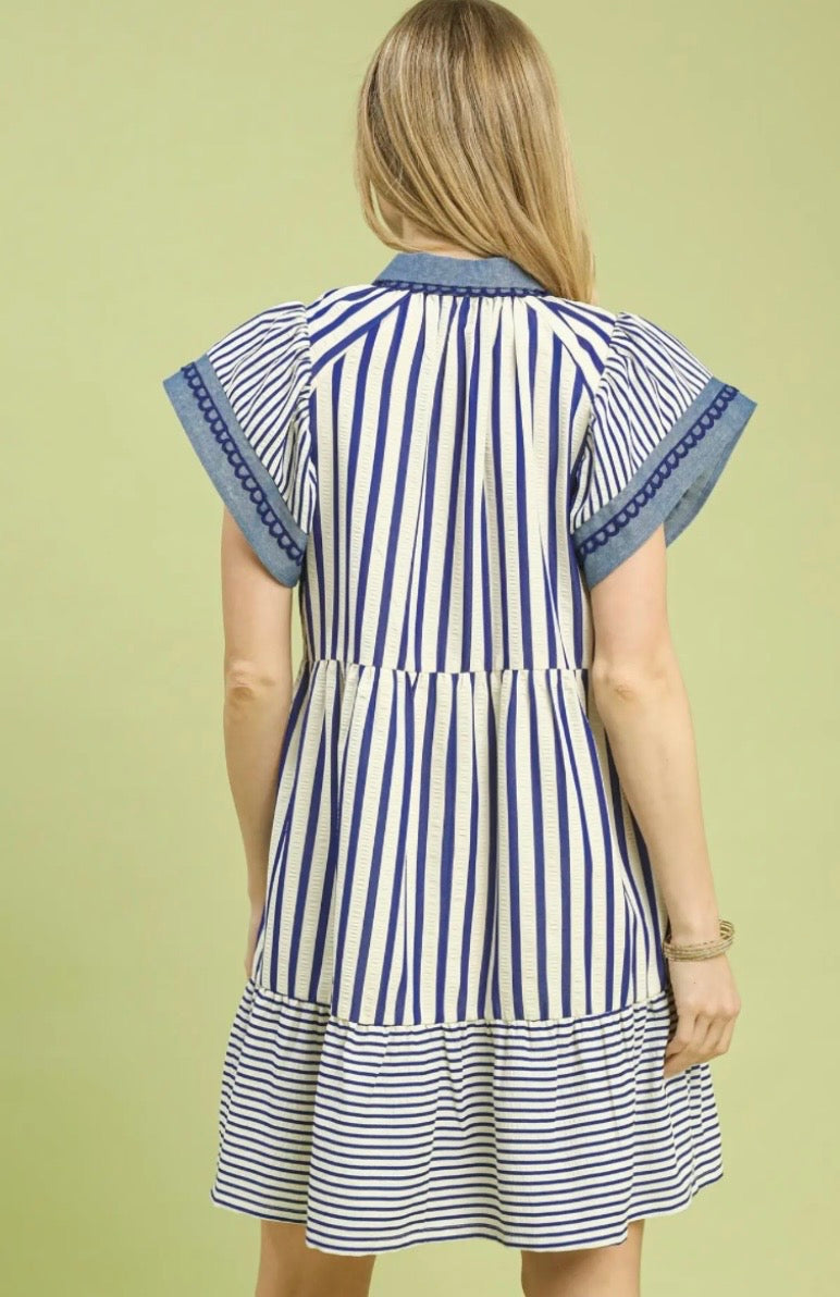 Blue & White Stripe Dress by Umgee