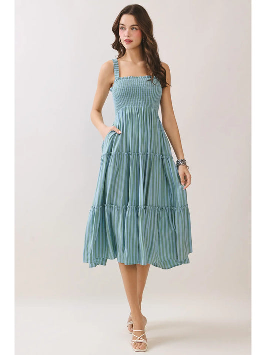 All Good Things Striped Blue Dress