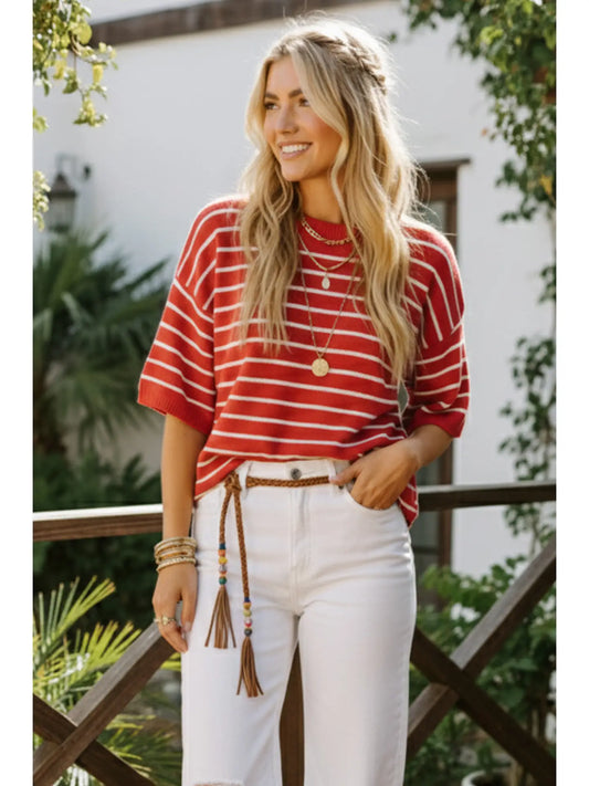 All in Red/White Stripes Sweater