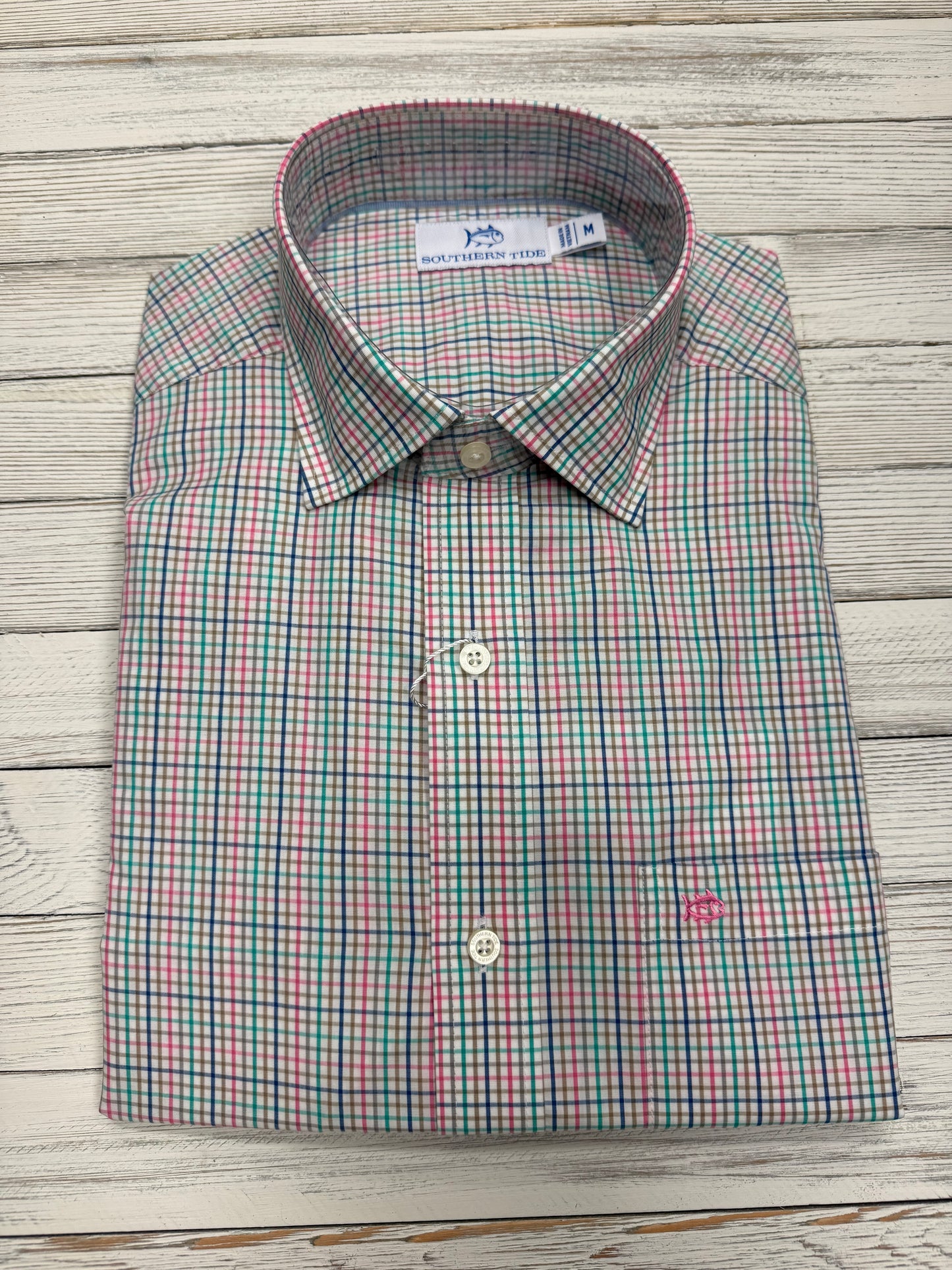 Southern Tide Charleston Plaid Sportshirt Azalea