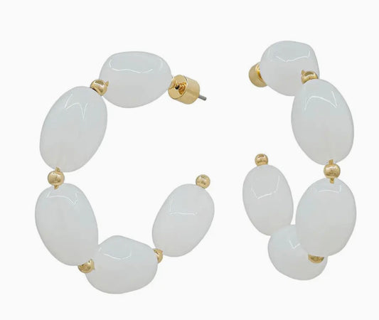 White Oval Acrylic 2" Earrings
