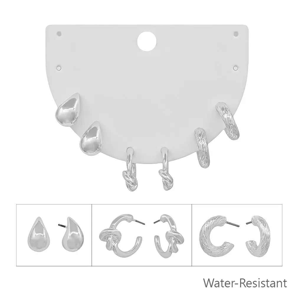 Set of Three Silver Huggie Hoops