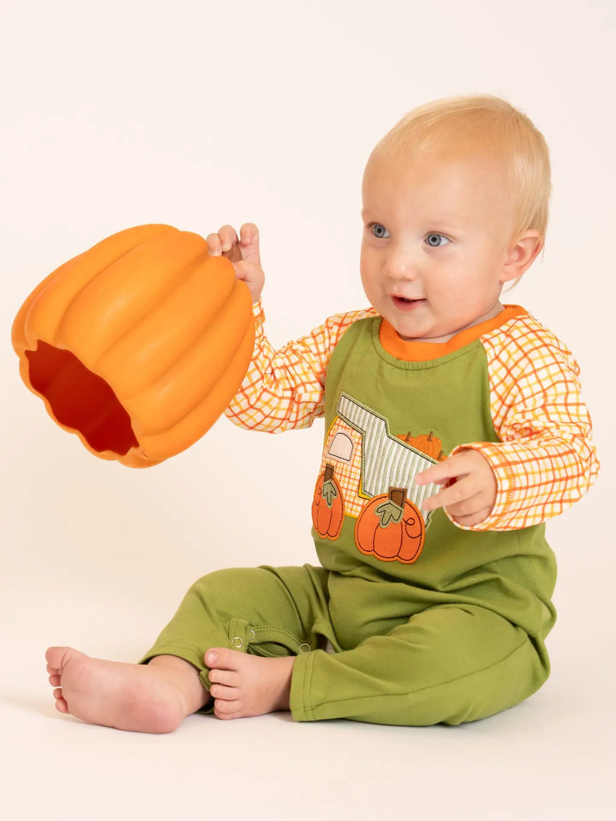 Pumpkin Hauler Crew Embroidered Romper