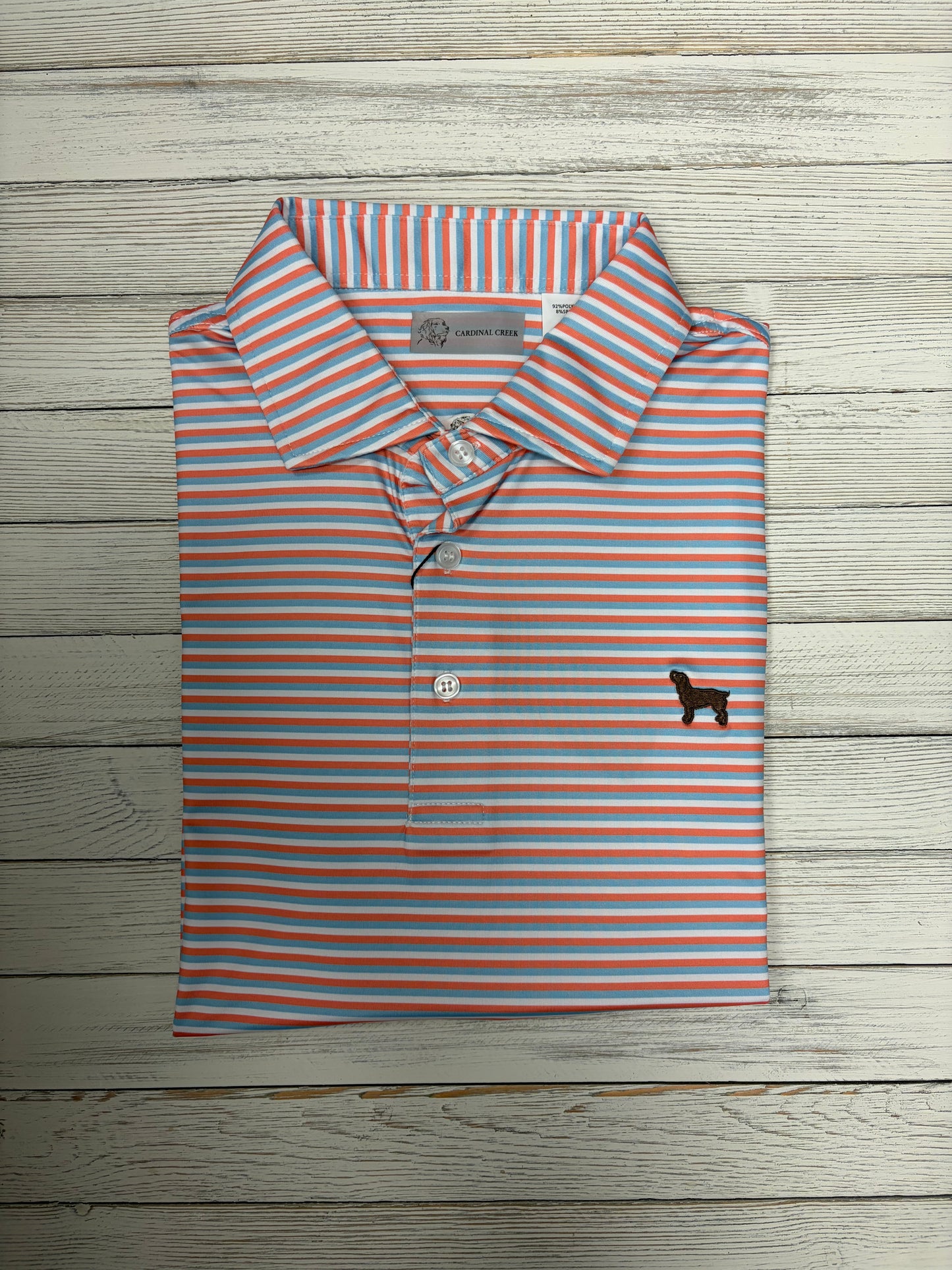 Cardinal Creek Coral/Sky/White Polo w/Logo