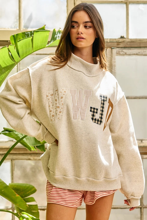 WWJD Embroidered Mock Neck
