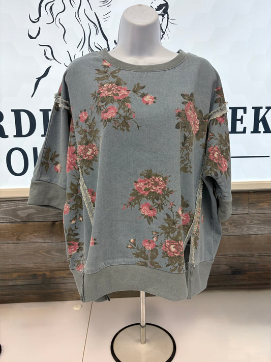 Floral Denim Top