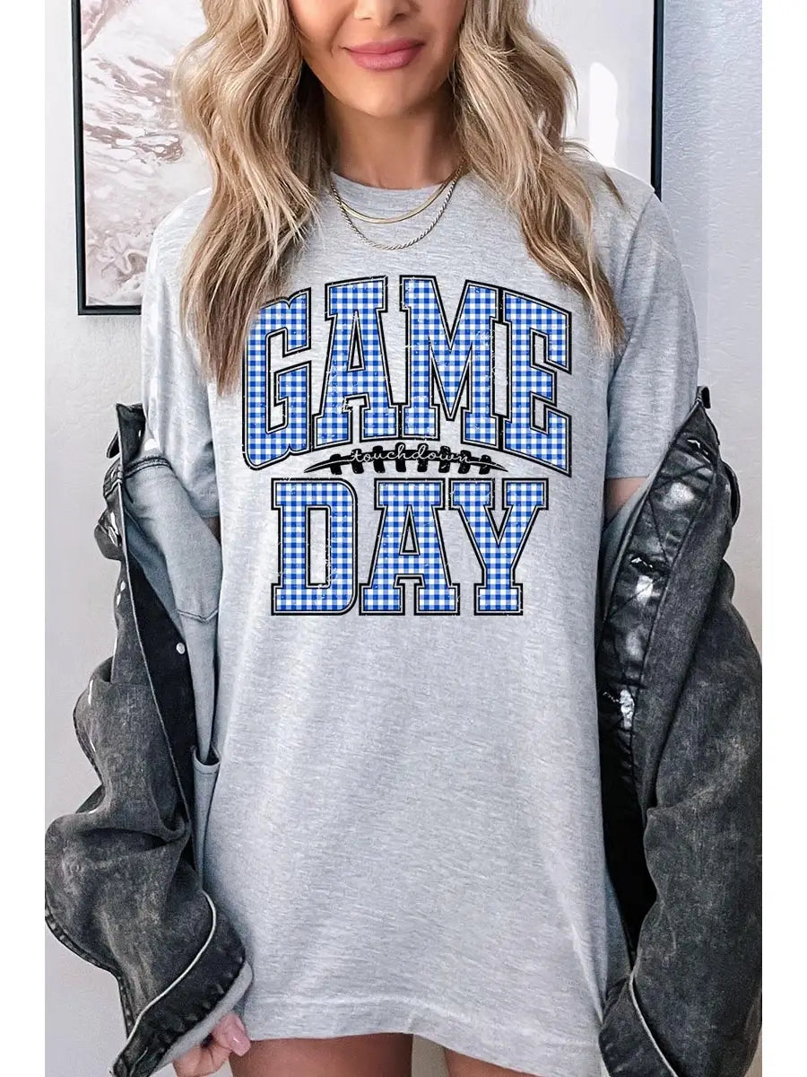 Gameday Blue Gingham T-shirt