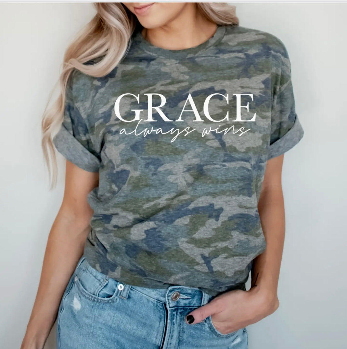 Grace Always Win Camo Tee
