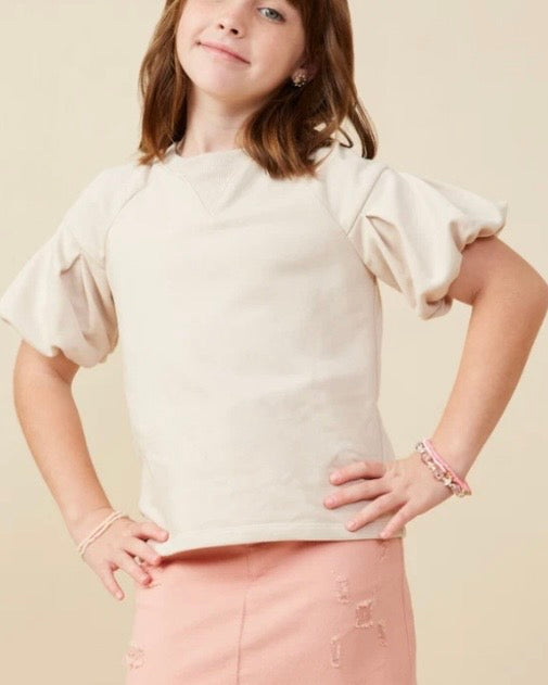 Hayden LA Beige Top W/Puff Sleeves