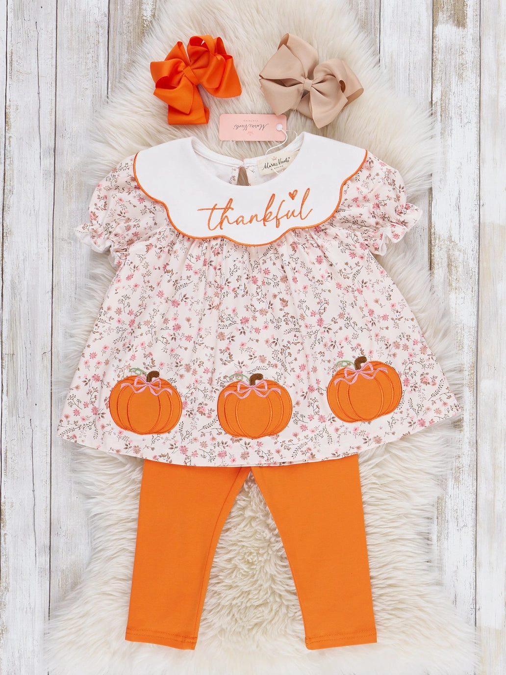 Thankful Pumpkin Embroidered Outfit