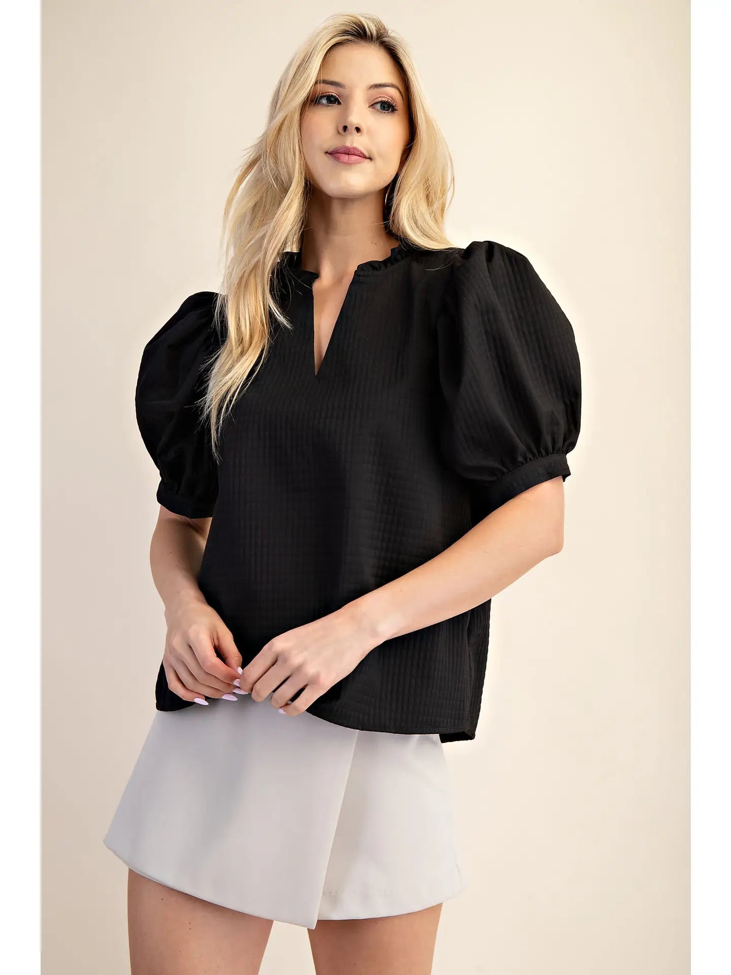 Black Puff Sleeve Top