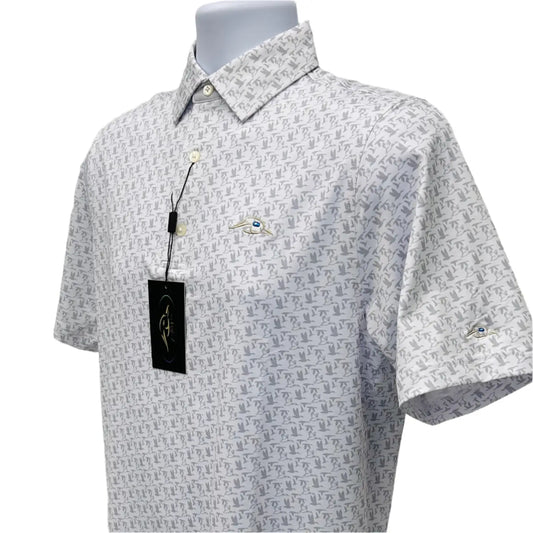 American Flyway Waterfowl White with Grey Flying Ducks Polo
