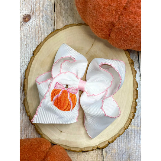 Coquette Pumpkin Embroidered Bow
