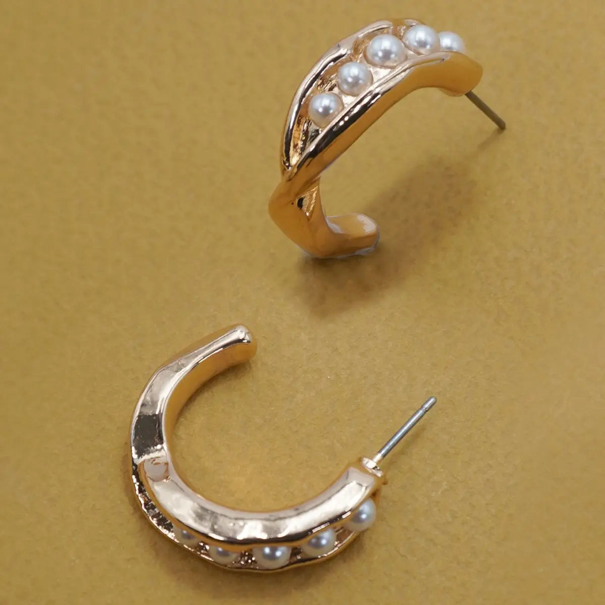 Intertwined Pearl Hoop Earrings