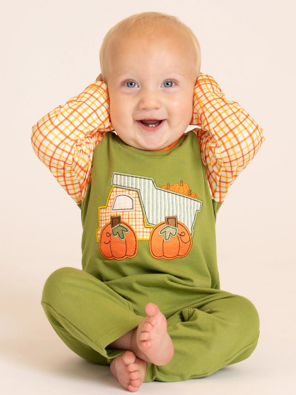 Pumpkin Hauler Crew Embroidered Romper