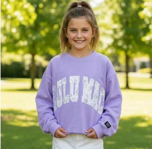 Lulu Mac Lavender Camo Stitched Sweatshirt Youth