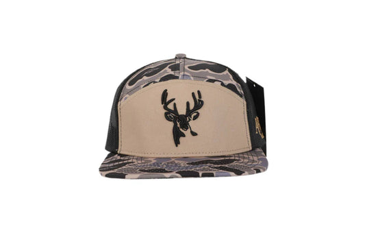 American Flyway Waterfowl Buck 7 Panel Hardwoods II AFW Style w- 3 D Puff and Black Mesh Hat