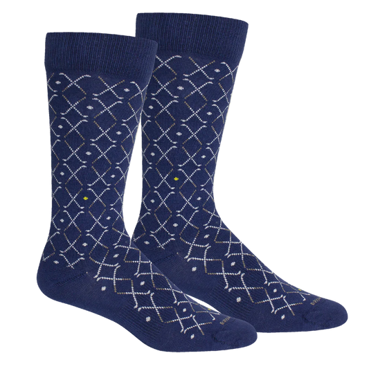 Brown Dog Lattice Club Insignia Blue Socks