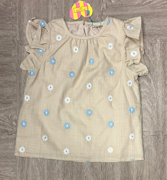 Hayden LA Floral Ruffled Top in Oatmeal